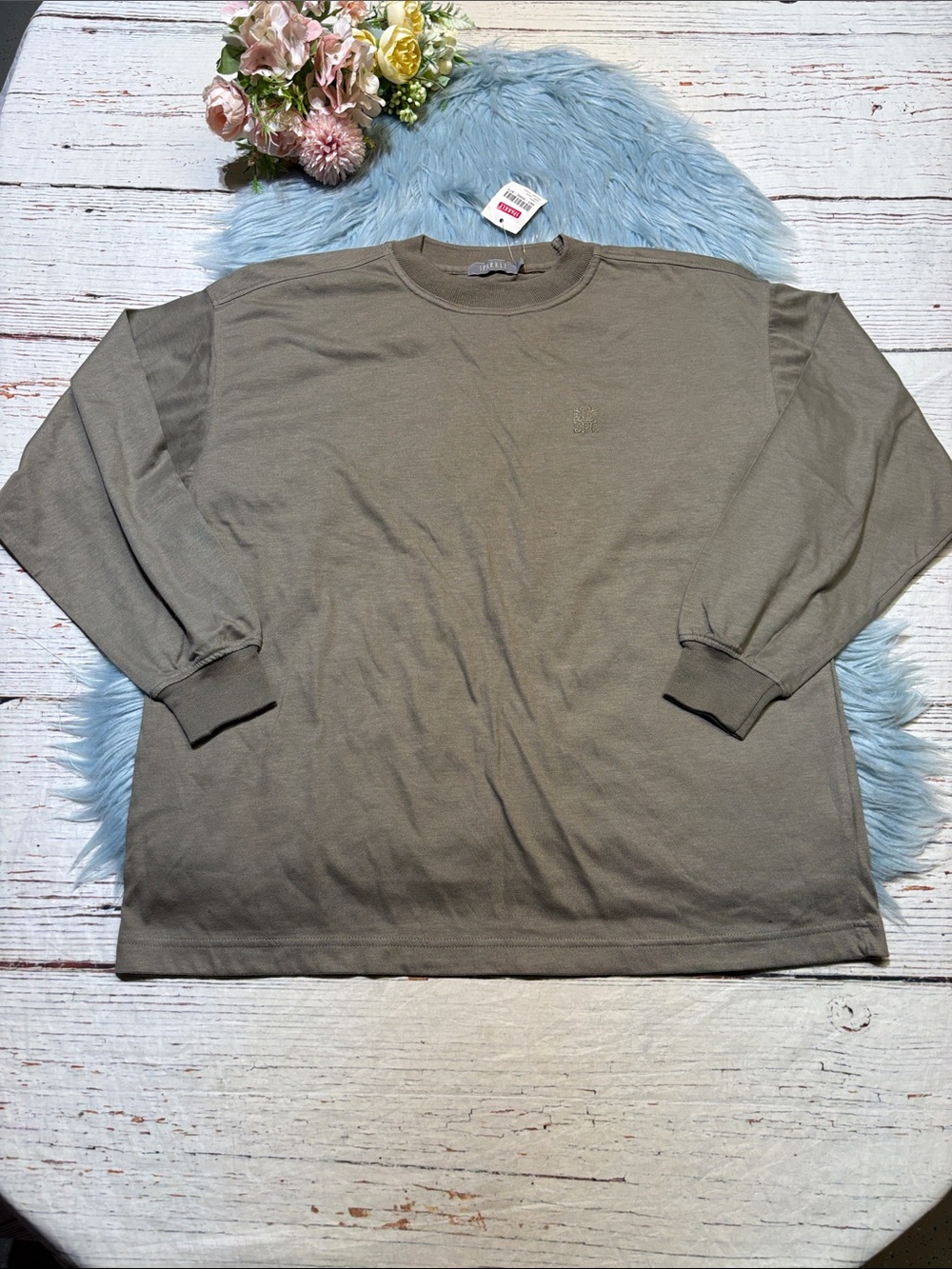 NWT SPARKLE Khaki Long Sleeve Shirt sz M